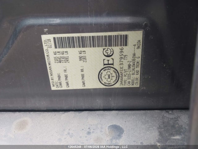 1N4AA6AP3JC379596 Nissan Maxima Platinum/sl/sr/sv