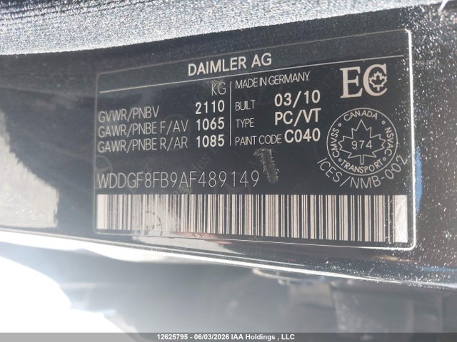 Aukcja sprzedaży 2010 Mercedes-benz C 250 4matic, vin: WDDGF8FB9AF489149, numer aukcji: 12625795