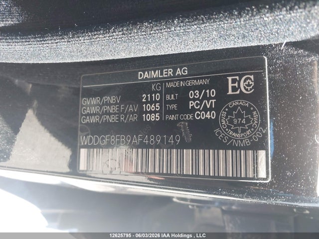 Aukcja sprzedaży 2010 Mercedes-benz C 250 4matic, vin: WDDGF8FB9AF489149, numer aukcji: 12625795