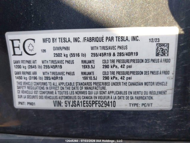 Tesla Model S Awd/standard Range 2023 5YJSA1E55PF529410 Image 18