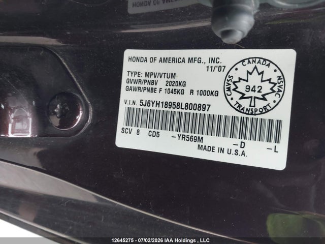 Aukcja sprzedaży 2008 Honda Element Sc, vin: 5J6YH18958L800897, numer aukcji: 12645275
