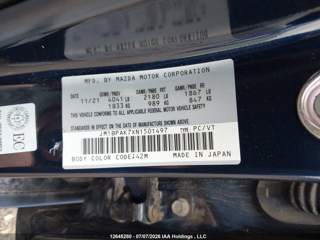 Mazda 3 SELECT 2022 JM1BPAK7XN1501497 Image 9