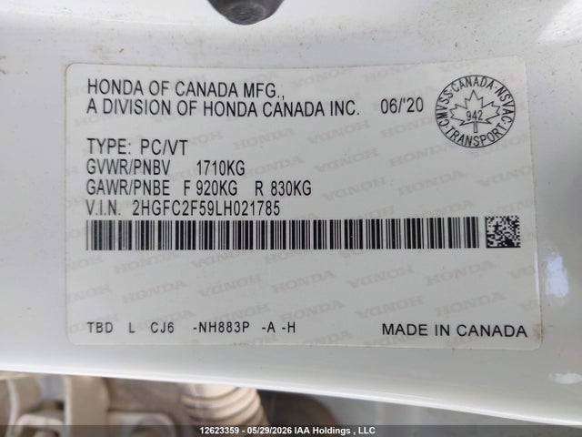 Honda Civic Lx 2020 2HGFC2F59LH021785 Image 20