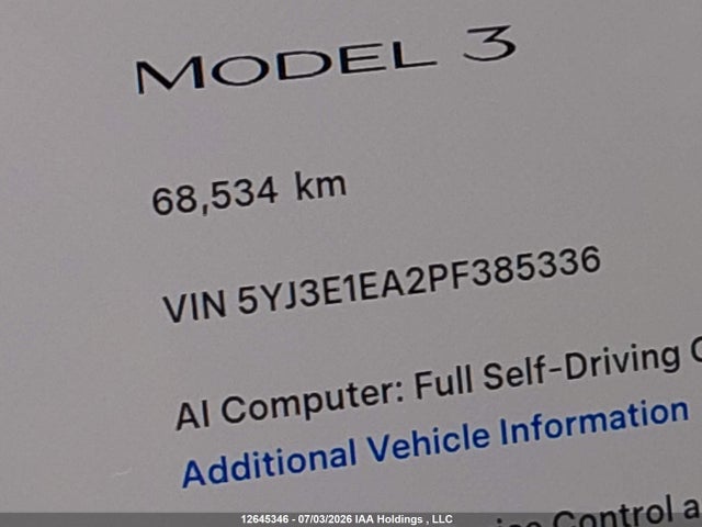 Tesla MODEL 3 2023 5YJ3E1EA2PF385336 Image 15