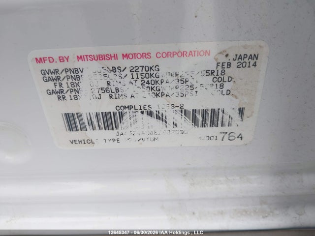 Aukcja sprzedaży 2014 Mitsubishi Outlander Gt, vin: JA4JZ4AX0EZ607090, numer aukcji: 12645347