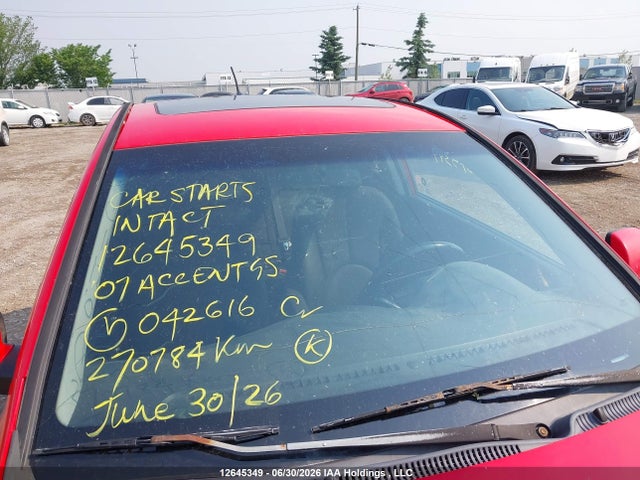 2007 Hyundai Accent Gs მანქანა იყიდება აუქციონზე, vin: KMHCN35C37U042616, აუქციონის ნომერი: 12645349