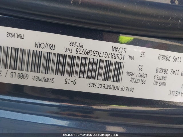 Aukcja sprzedaży 2016 Ram 1500 Slt, vin: 1C6RR7GT7GS109728, numer aukcji: 12645378