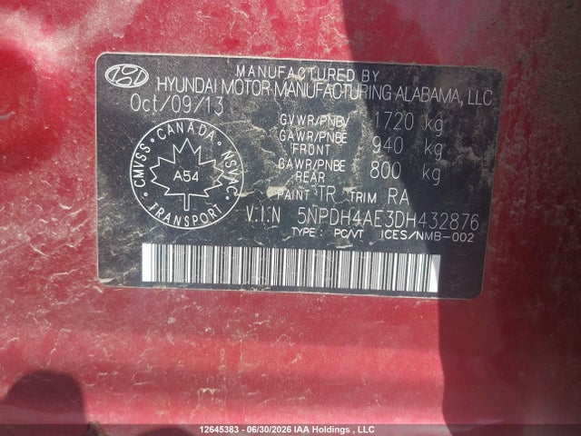 Продаж на аукціоні авто 2013 Hyundai Elantra Gl, vin: 5NPDH4AE3DH432876, номер лоту: 12645383