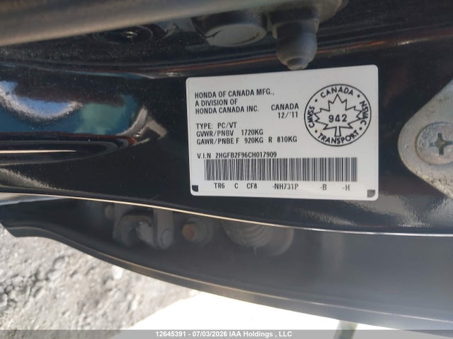 2012 Honda Civic Ex-l მანქანა იყიდება აუქციონზე, vin: 2HGFB2F96CH017909, აუქციონის ნომერი: 12645391