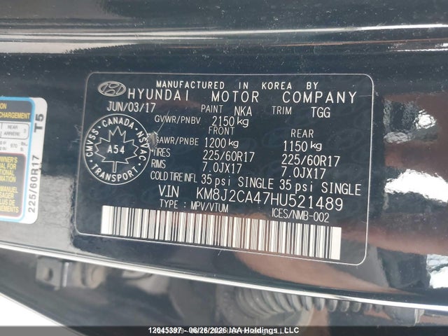 Продаж на аукціоні авто 2017 Hyundai Tucson, vin: KM8J2CA47HU521489, номер лоту: 12645397