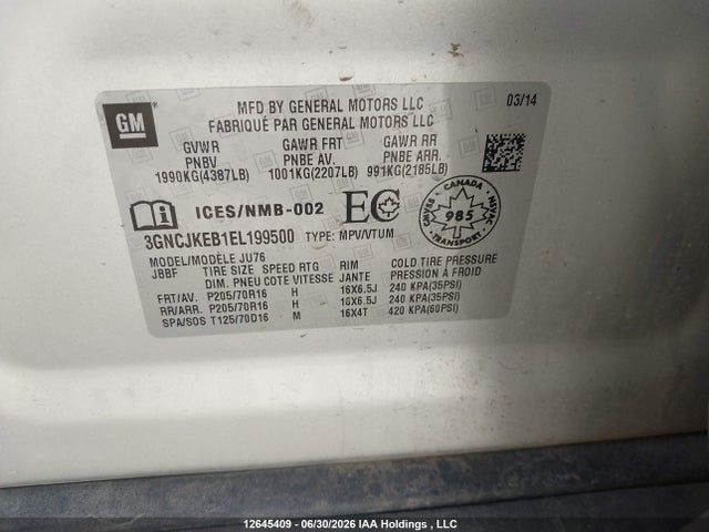 Chevrolet TRAX LS 2014 3GNCJKEB1EL199500 Image 18