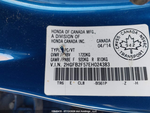 Honda CIVIC EX 2014 2HGFB2F57EH024383 Image 19