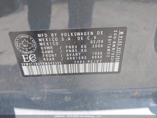 Продаж на аукціоні авто 2024 Volkswagen Jetta Gli Autobahn, vin: 3VW2T7BU5RM049369, номер лоту: 12645418