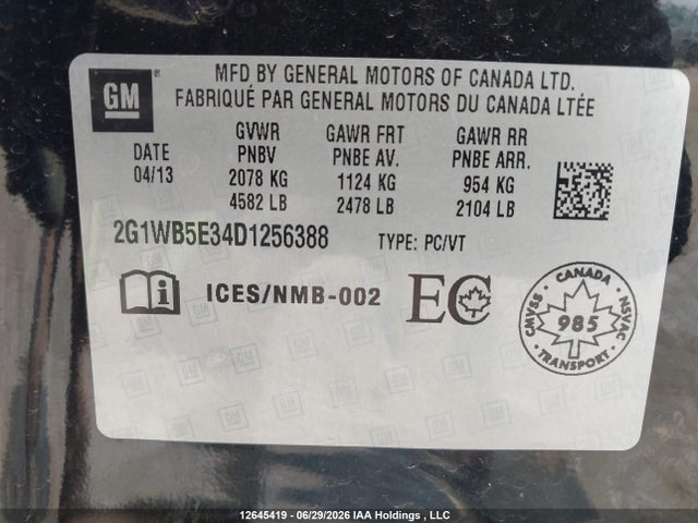 Aukcja sprzedaży 2013 Chevrolet Impala Lt, vin: 2G1WB5E34D1256388, numer aukcji: 12645419