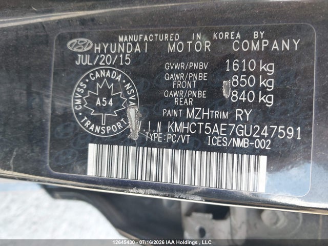 Hyundai ACCENT GL 2016 KMHCT5AE7GU247591 Image 19