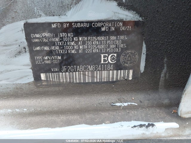 Subaru Crosstrek Convenience 2021 JF2GTABC2M8341184 Image 9