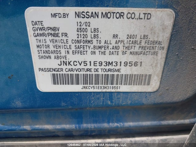 Продаж на аукціоні авто 2003 Infiniti G35 Luxury Leather, vin: JNKCV51E93M319561, номер лоту: 12645462