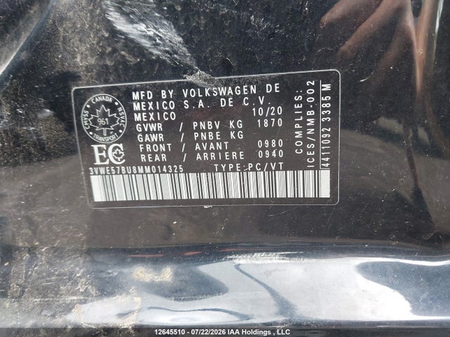 3VWE57BU8MM014325 Volkswagen Jetta Highline