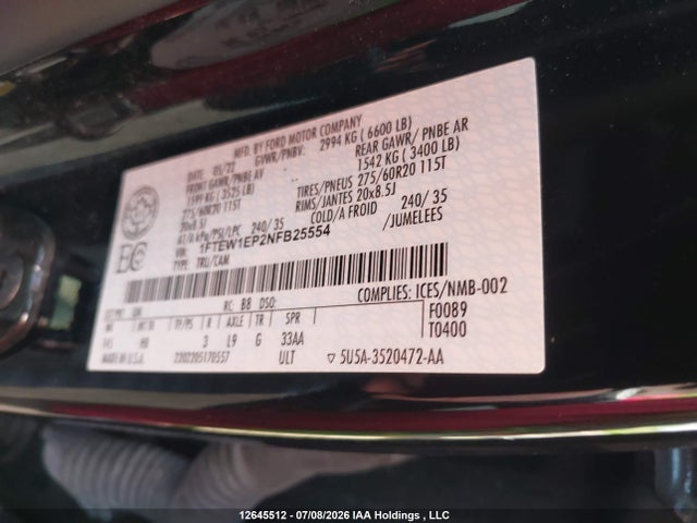 Ford F150 Supercrew 2022 1FTEW1EP2NFB25554 Image 9