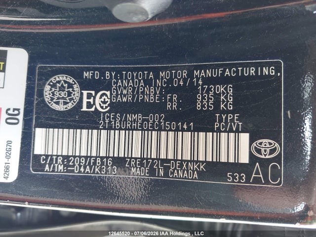 Toyota COROLLA LE 2014 2T1BURHE0EC150141 Image 20