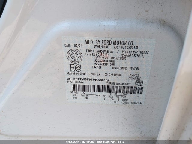 3FTTW8F97PRA88152 Ford Maverick Lariat/xl/xlt