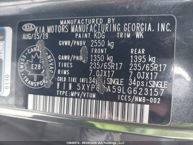 KIA SORENTO S 2020 5XYPGDA59LG623157 Image 19