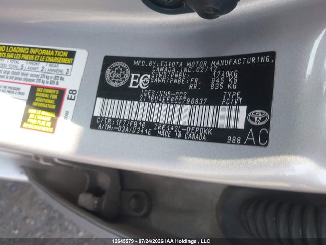 Продаж на аукціоні авто 2012 Toyota Corolla, vin: 2T1BU4EE6CC796837, номер лоту: 12645579
