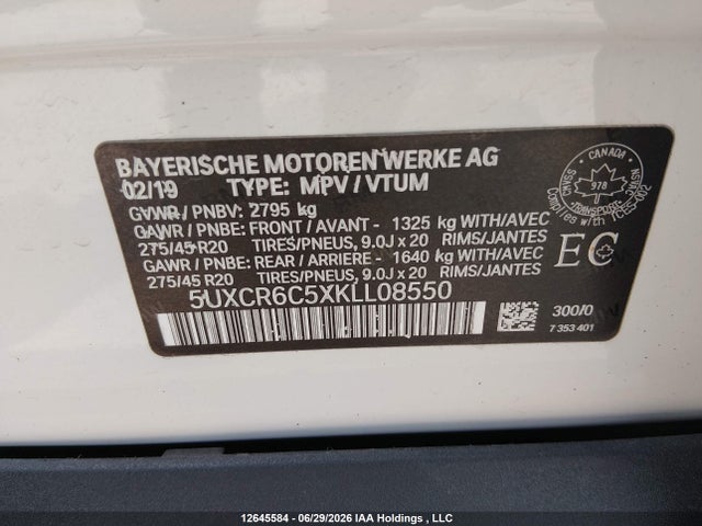 5UXCR6C5XKLL08550 BMW X5 Xdrive40i