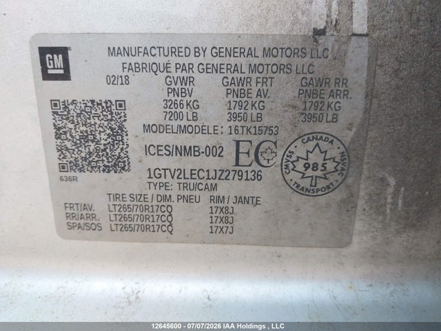 GMC SIERRA 1500 2018 1GTV2LEC1JZ279136 Image 19