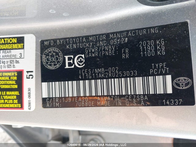Продаж на аукціоні авто 2024 Toyota Camry Se Night Shade/se, vin: 4T1G11AK2RU253033, номер лоту: 12645615