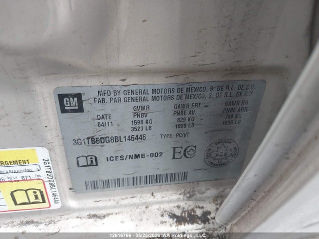 Aukcja sprzedaży 2011 Chevrolet Aveo Lt, vin: 3G1TB5DG8BL146446, numer aukcji: 12616766