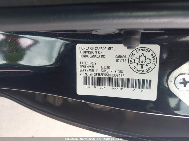 Aukcja sprzedaży 2013 Honda Civic Ex, vin: 2HGFB2F55DH009475, numer aukcji: 12632655