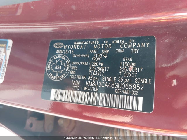 Hyundai Tucson Premium 2016 KM8J3CA48GU065952 Image 9