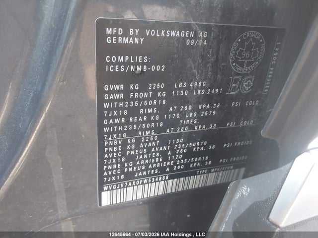 WVGJV7AX0FW534868 Volkswagen Tiguan S/se/sel/r-line