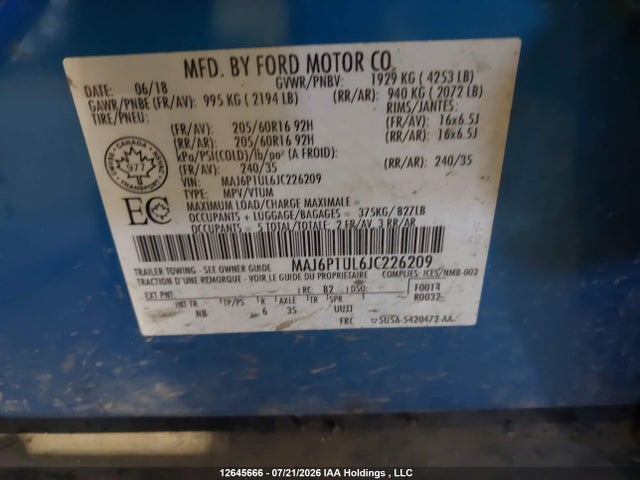 MAJ6P1UL6JC226209 Ford Ecosport Se