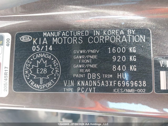 KIA Rio Ex/sx 2015 KNADN5A3XF6969638 Image 9