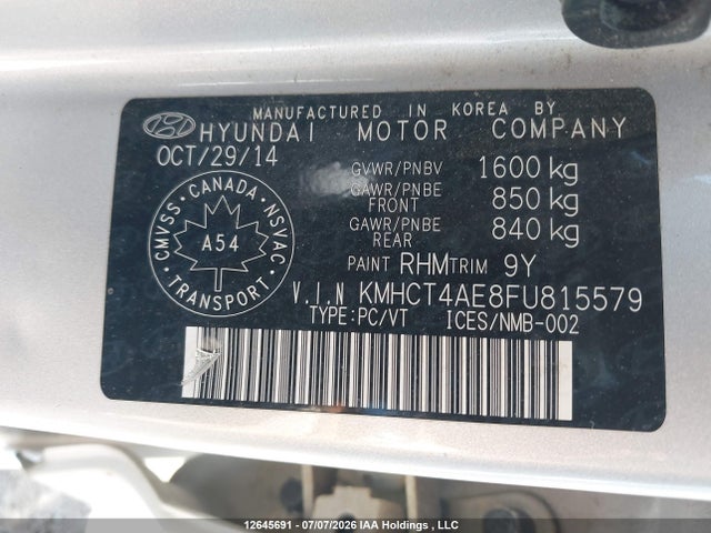 Hyundai ACCENT GLS 2015 KMHCT4AE8FU815579 Image 9