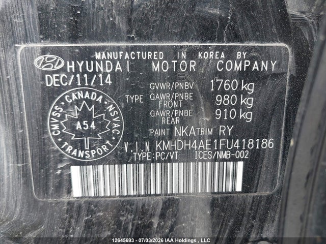 Продаж на аукціоні авто 2015 Hyundai Elantra Se/sport/limited, vin: KMHDH4AE1FU418186, номер лоту: 12645693