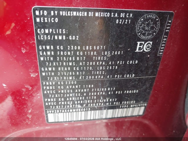 Volkswagen Tiguan 2021 3VV2B7AX4MM084013 Image 9