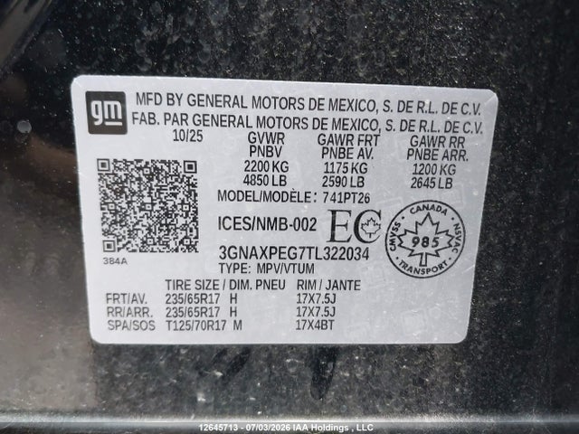 Chevrolet EQUINOX LT 2026 3GNAXPEG7TL322034 Image 9