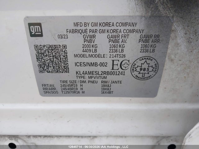 KL4AMESL2RB001241 Buick Encore Gx Sport Touring Awd