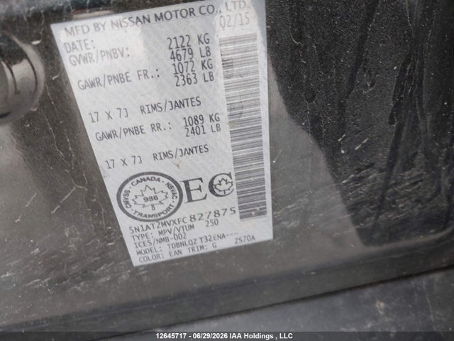 Nissan Rogue 2015 5N1AT2MVXFC827875 Image 9