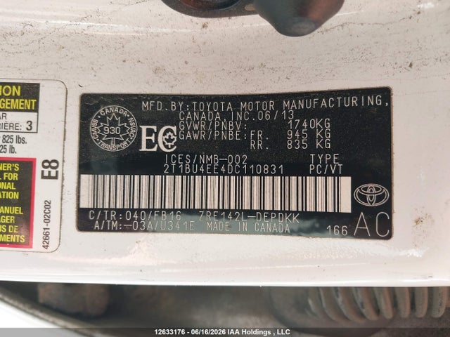 Aukcja sprzedaży 2013 Toyota Corolla Ce, vin: 2T1BU4EE4DC110831, numer aukcji: 12633176