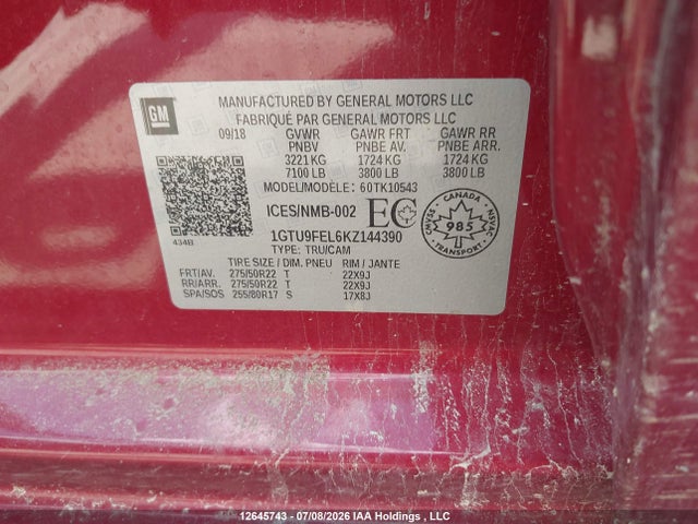 Aukcja sprzedaży 2019 Gmc Sierra 1500 Denali, vin: 1GTU9FEL6KZ144390, numer aukcji: 12645743