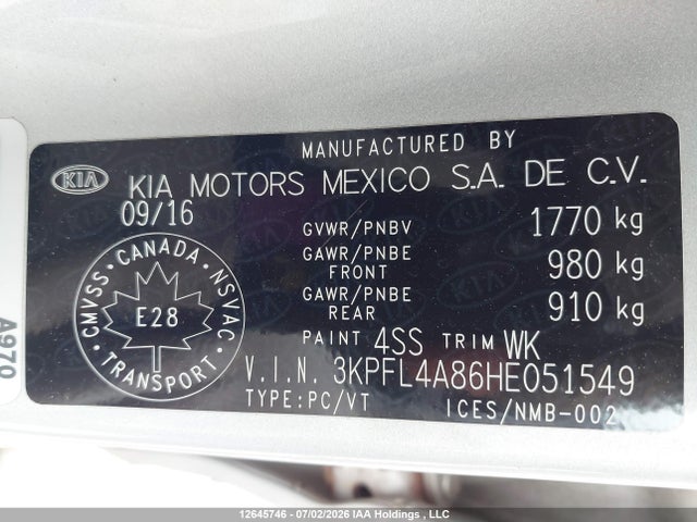 2017 Kia Forte Ex/ex Luxury/ex+ მანქანა იყიდება აუქციონზე, vin: 3KPFL4A86HE051549, აუქციონის ნომერი: 12645746