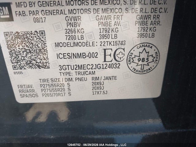 GMC Sierra K1500 Sle 2018 3GTU2MEC2JG124032 Image 8