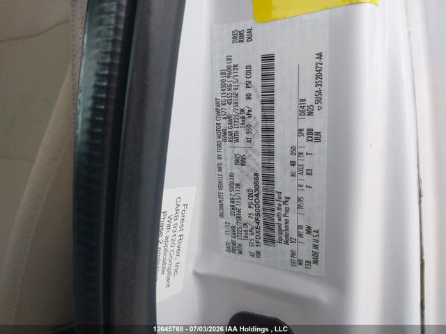 2013 Ford E-450 Cutaway მანქანა იყიდება აუქციონზე, vin: 1FDXE4FS0DDA30688, აუქციონის ნომერი: 12645768