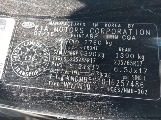 Продажа на аукционе авто 2017 Kia Sedona Lx, vin: KNDMB5C10H6257486, номер лота: 12645770