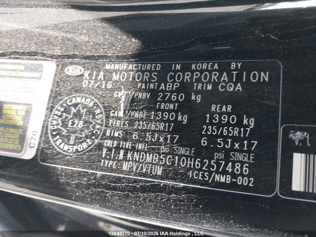 Продажа на аукционе авто 2017 Kia Sedona Lx, vin: KNDMB5C10H6257486, номер лота: 12645770