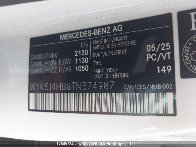 12645784 :رقم المزاد ، W1K5J4HB8TN574987 vin ، 2026 Mercedes-benz Cla 250 4matic مزاد بيع